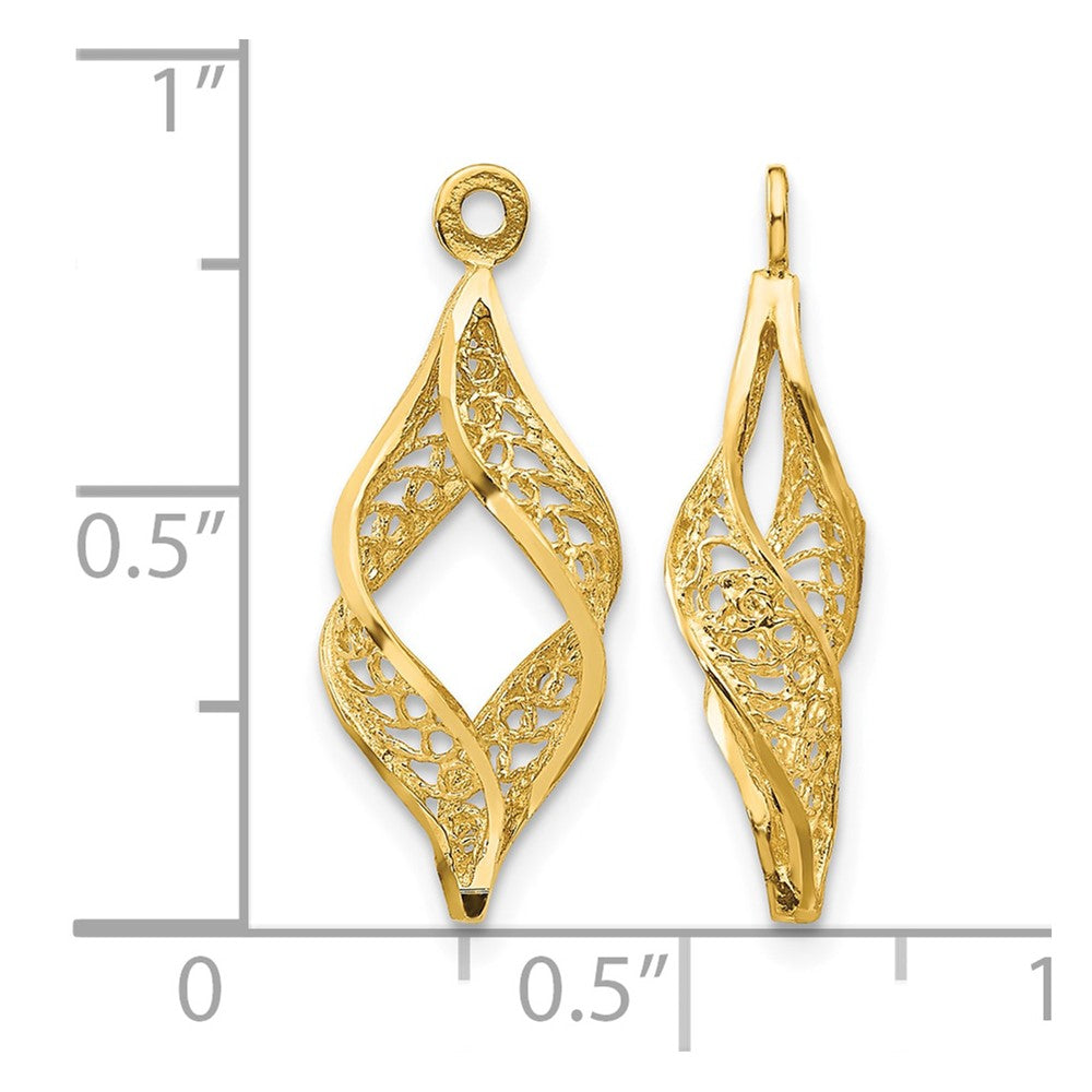 14k Polished Filigree Swirl Earring Jackets