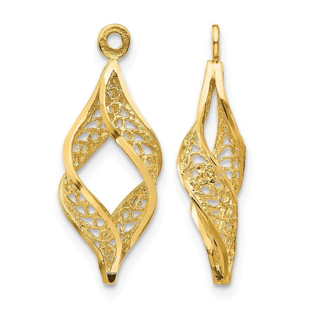 14k Polished Filigree Swirl Earring Jackets