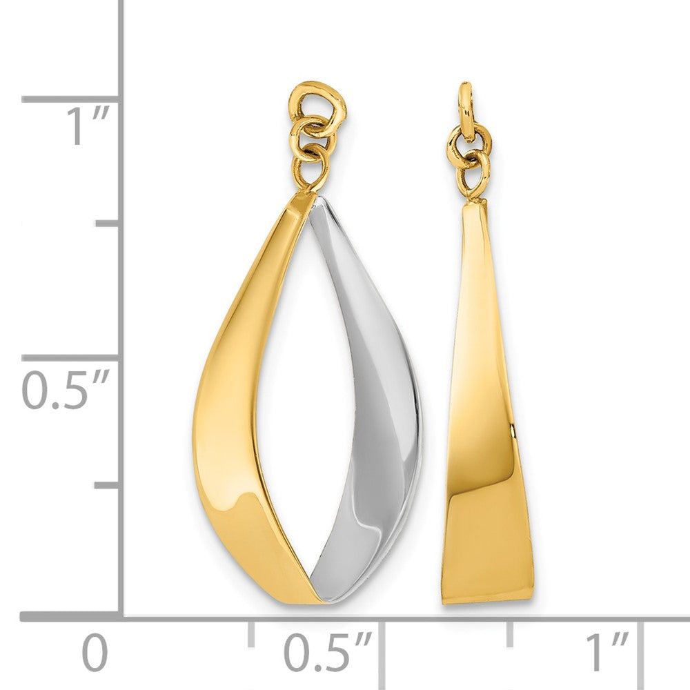 14k Polished & Rhodium Reversible Dangle Earring Jackets