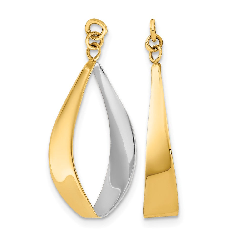 14k Polished & Rhodium Reversible Dangle Earring Jackets