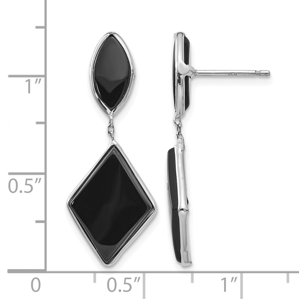 14k White Gold Onyx Dangle Post Earrings