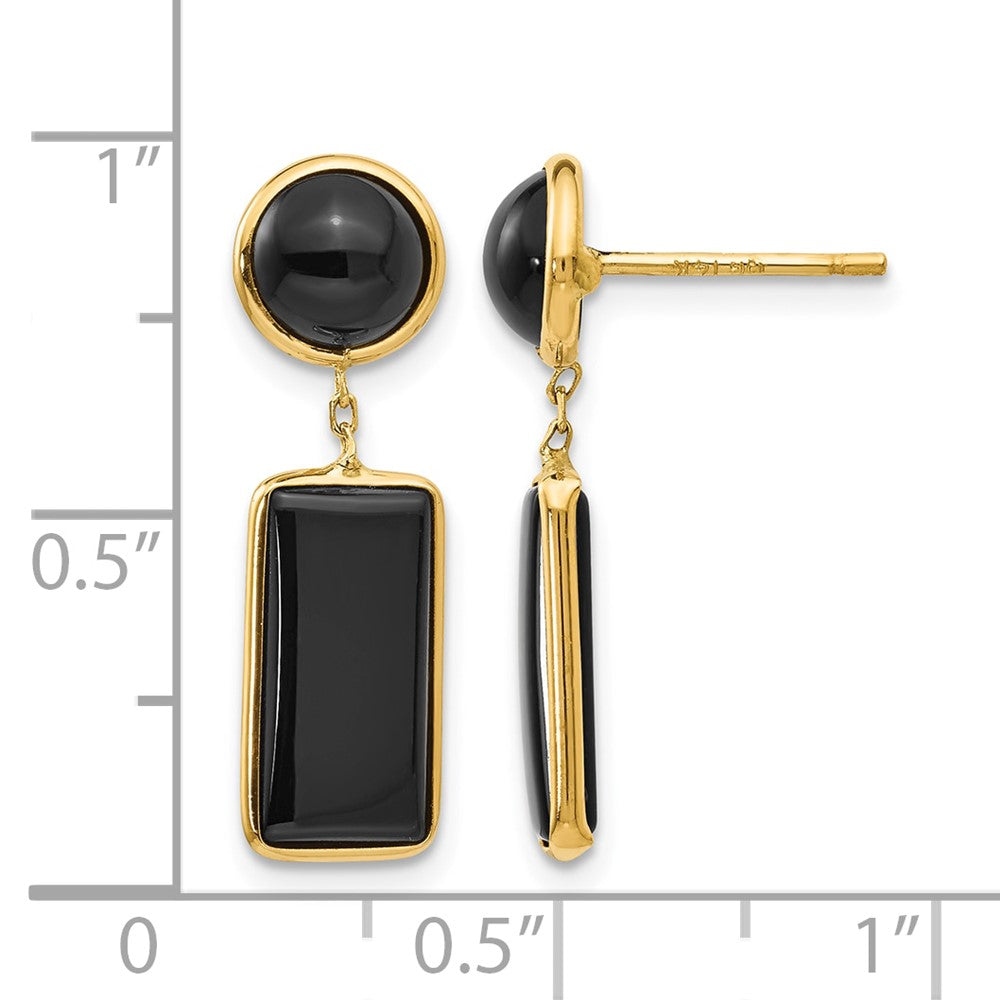 14k Onyx Rectangle Dangle Post Earrings