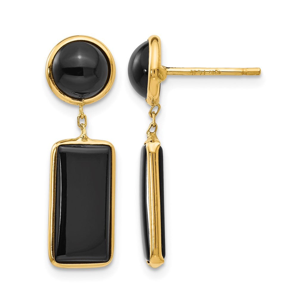 14k Onyx Rectangle Dangle Post Earrings