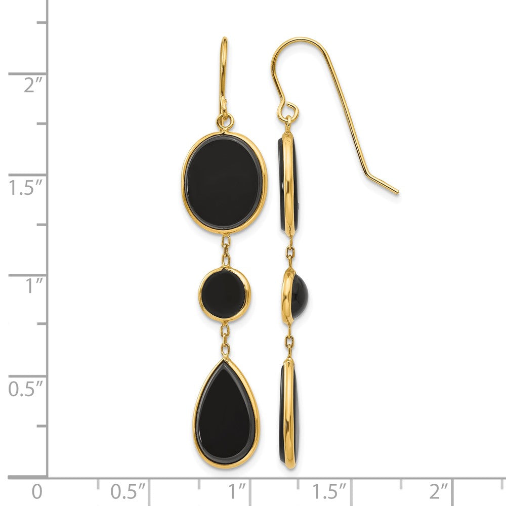 14k Onyx Geometric Dangle Earrings