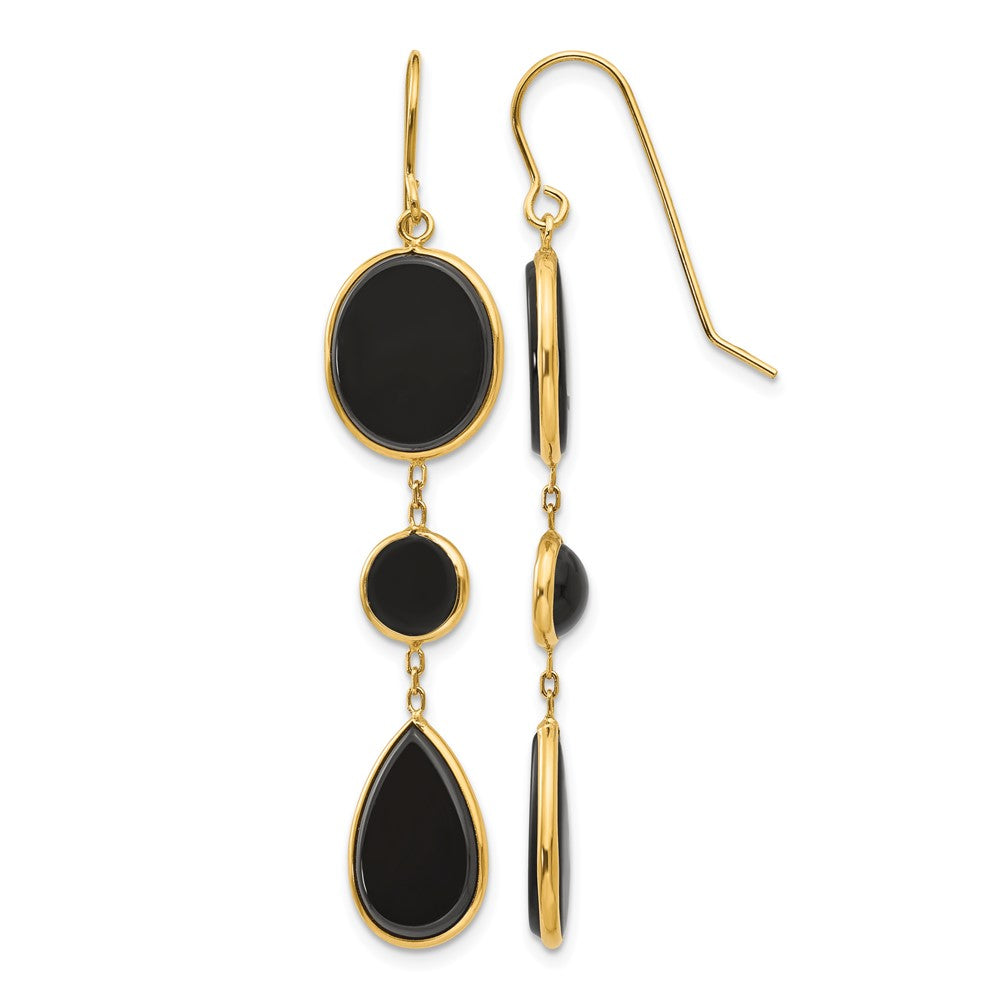 14k Onyx Geometric Dangle Earrings