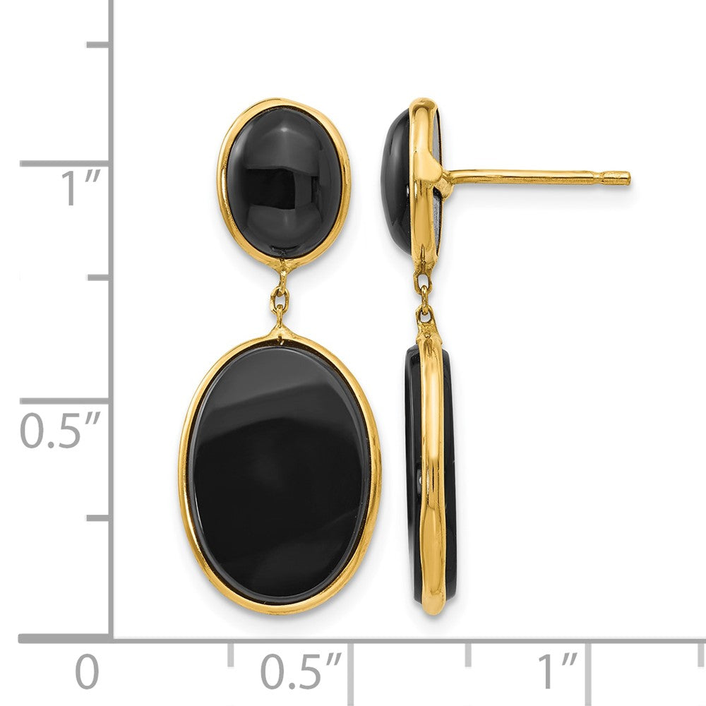 14k Onyx Oval Dangle Earrings