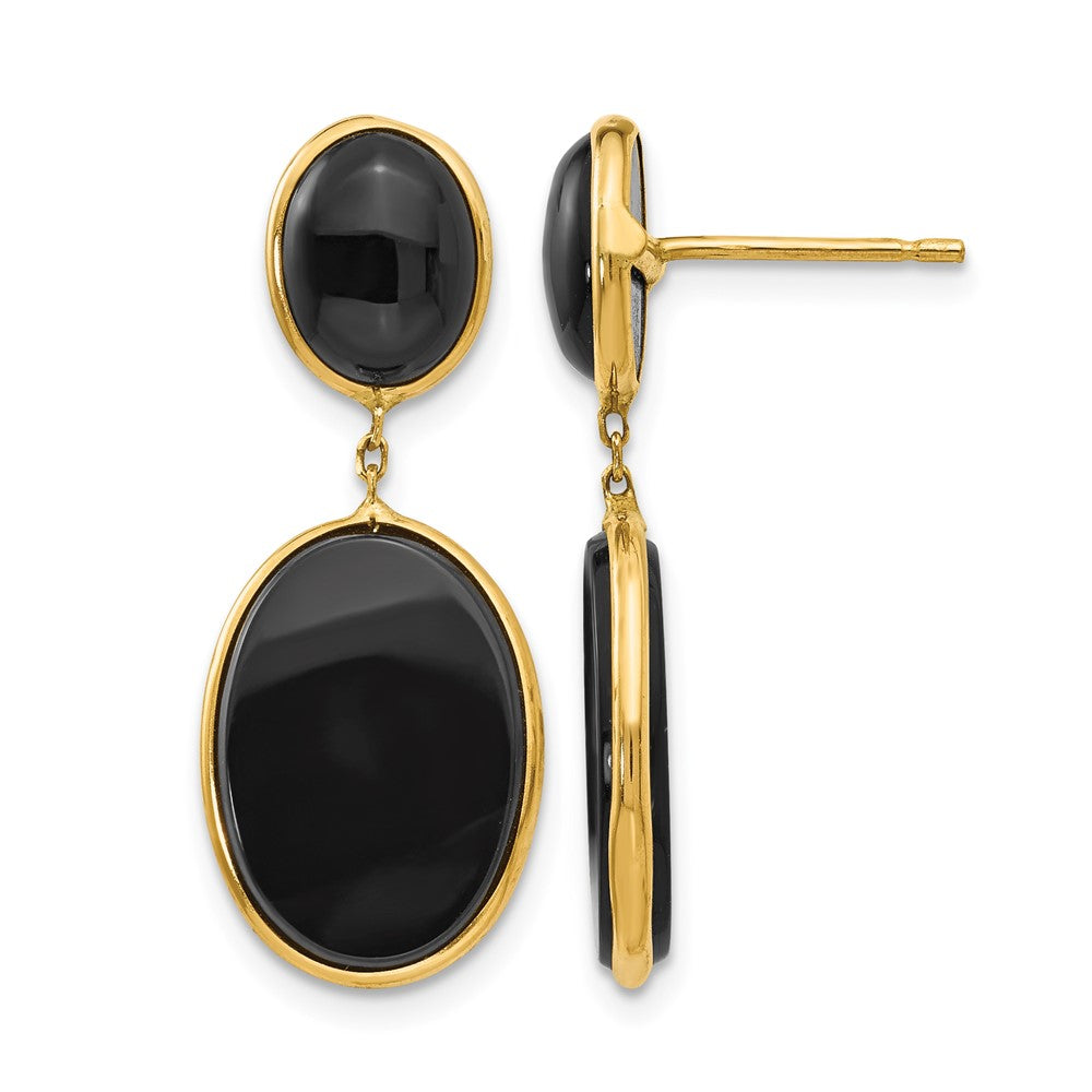 14k Onyx Oval Dangle Earrings