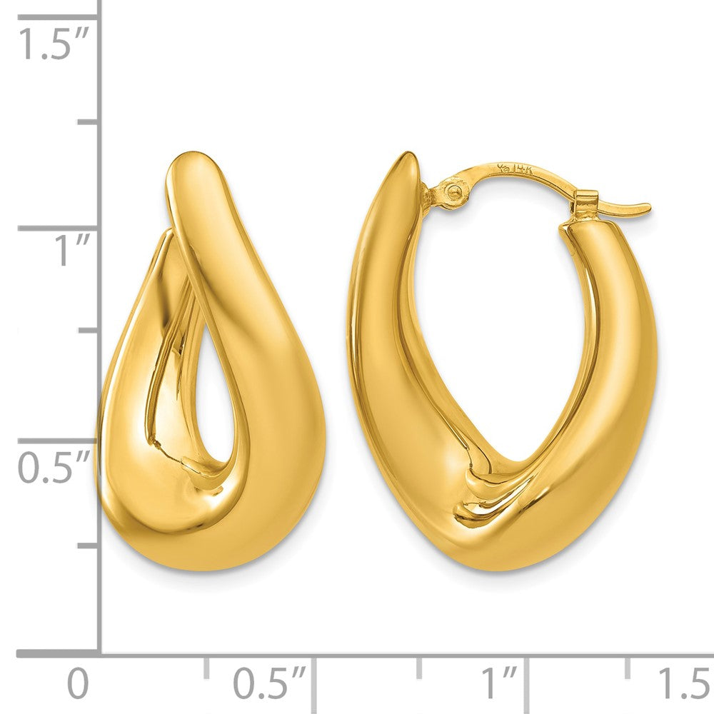 14k Twisted Oval Hoop Earrings
