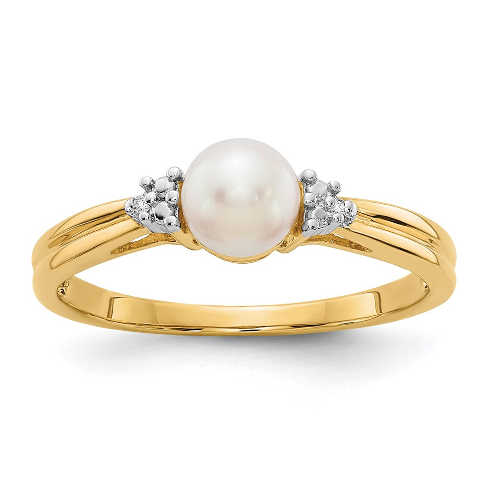 14k Diamond and FW Cultured Pearl Ring