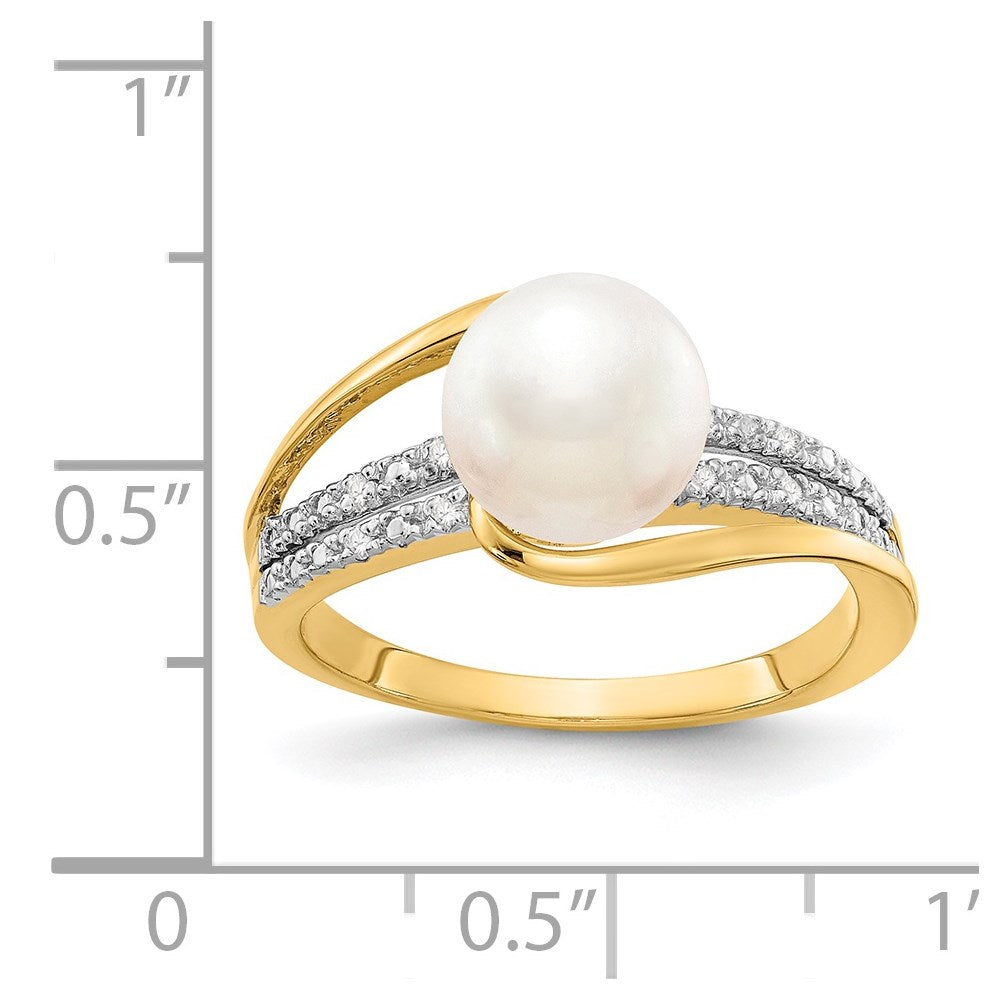 14k Diamond and FW Cultured Pearl Ring