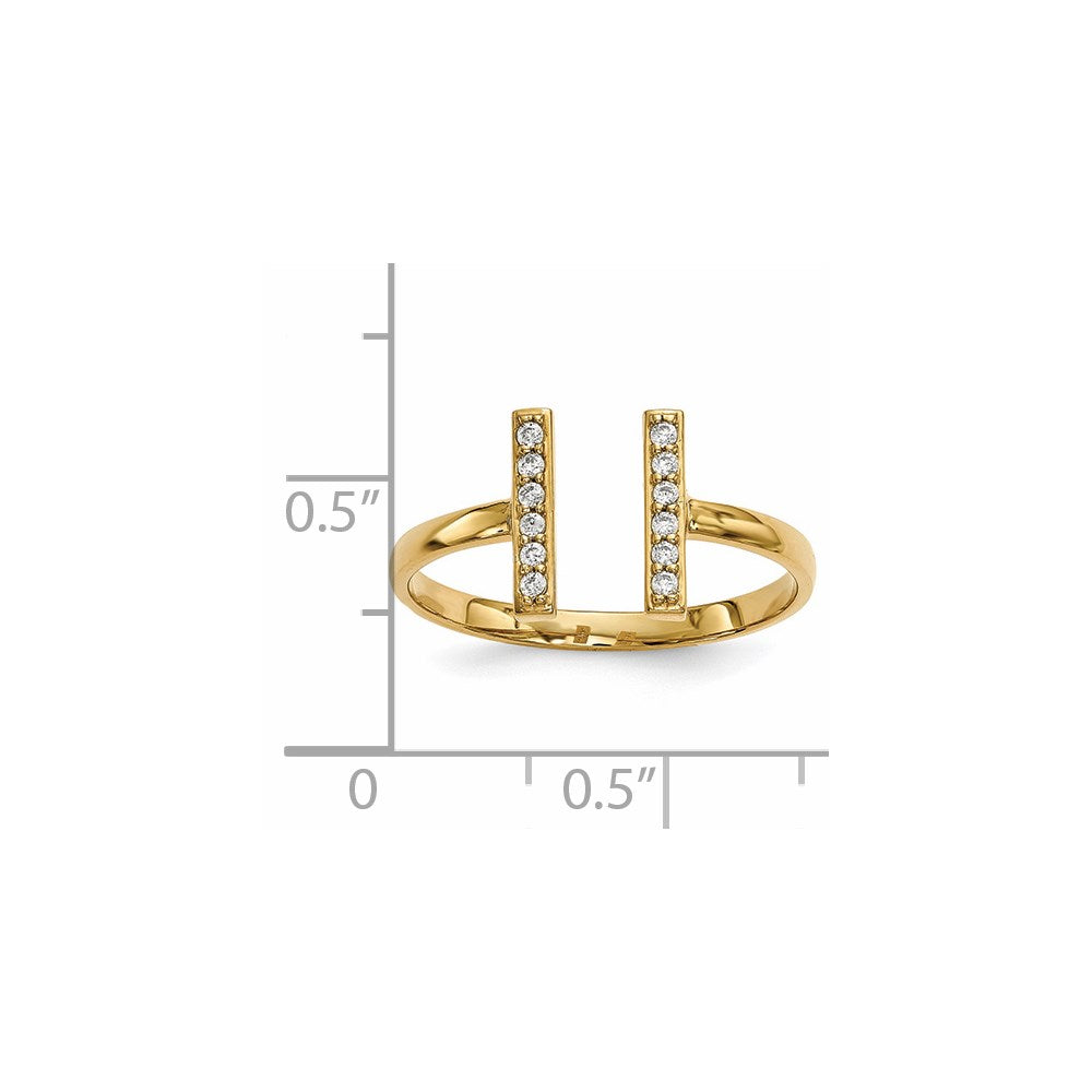14k Diamond Double Bar Ring