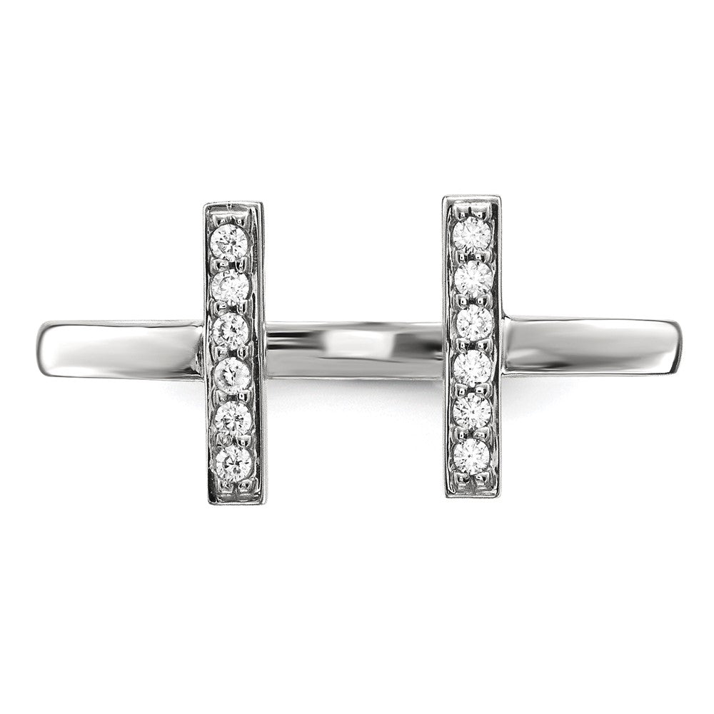 14k White Gold Diamond Double Bar Ring