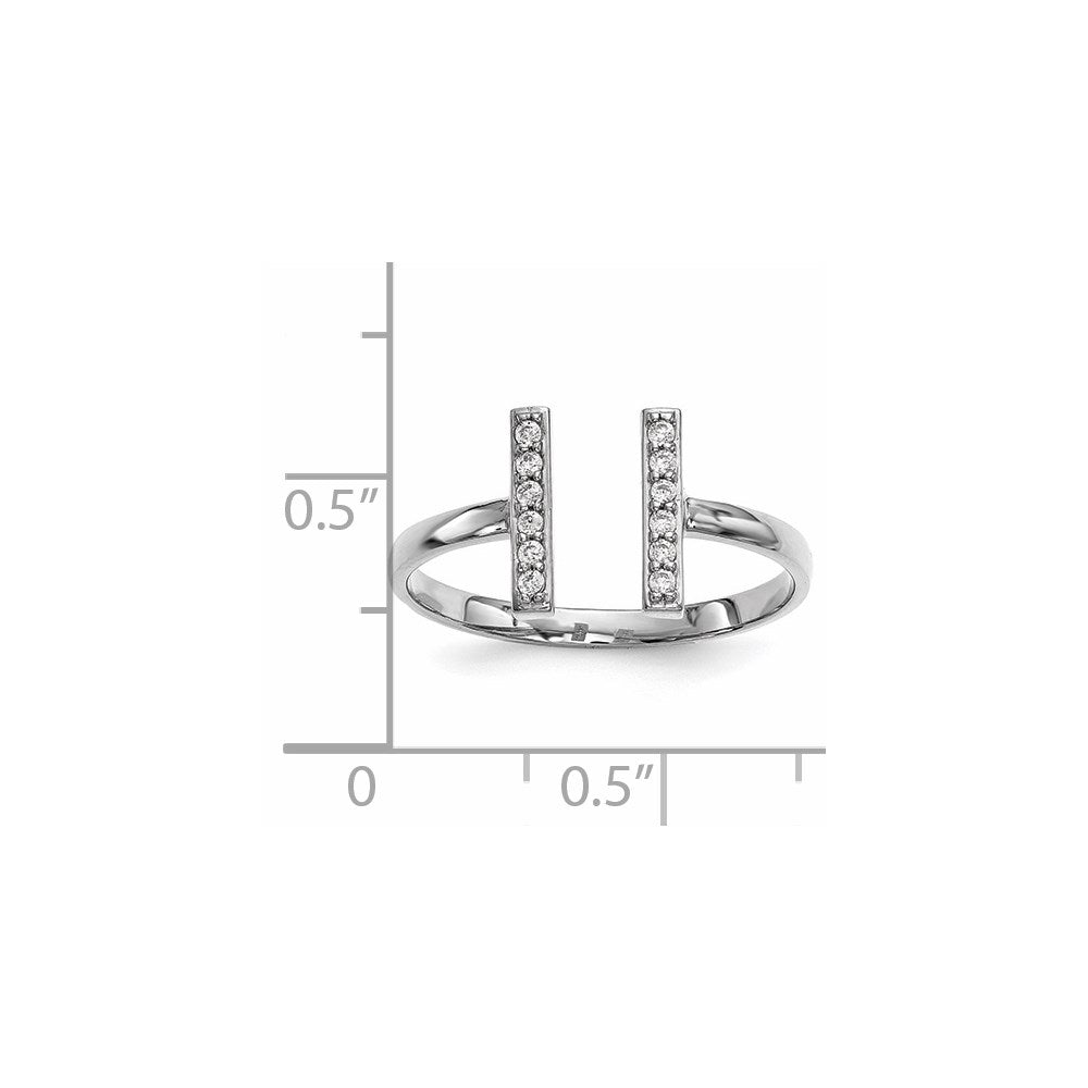 14k White Gold Diamond Double Bar Ring