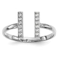 14k White Gold Diamond Double Bar Ring