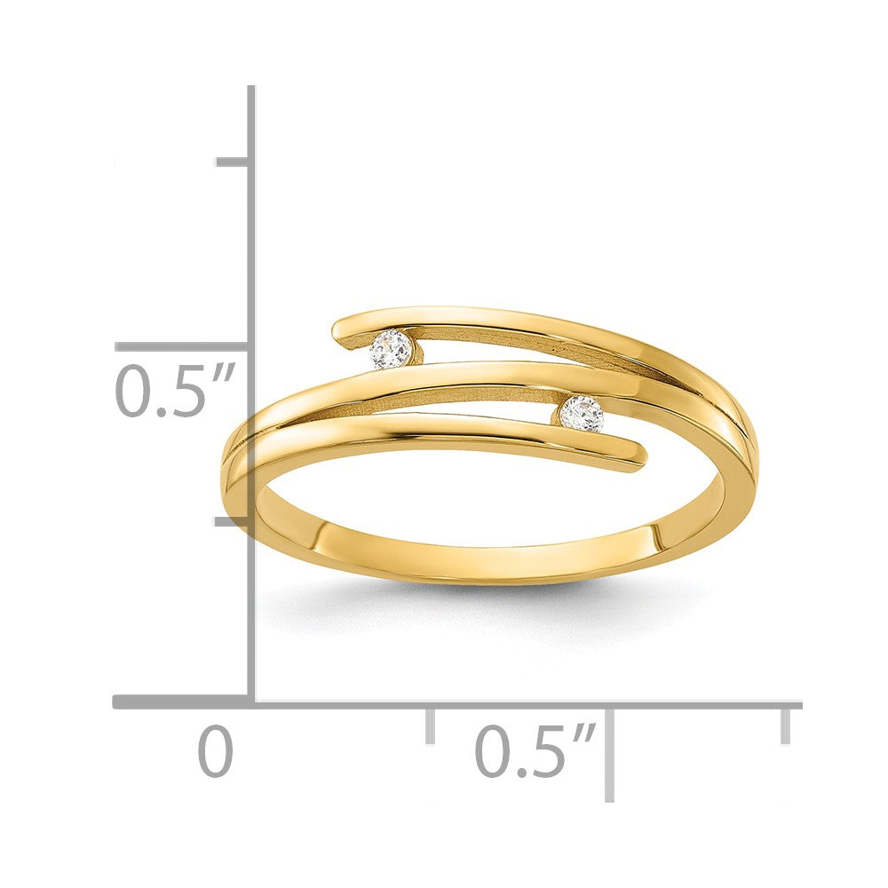 14K Polished CZ Fashion Ring