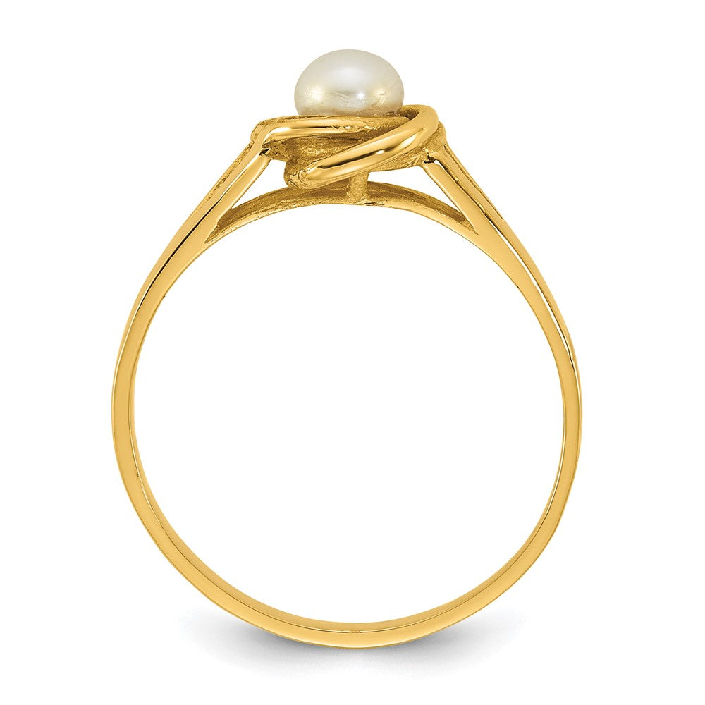 14k Polished 4-5mm Button White Freshwater Cultured Pearl Ring