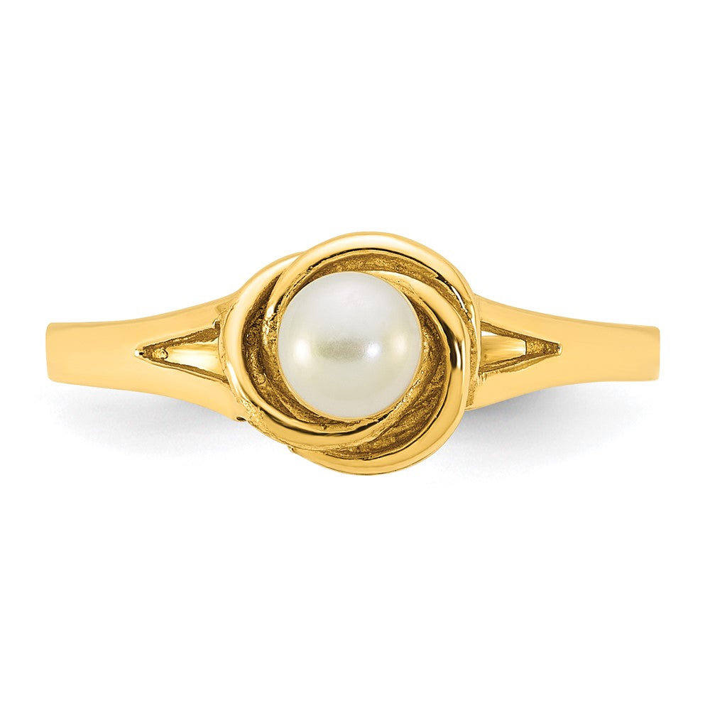 14k Polished 4-5mm Button White Freshwater Cultured Pearl Ring