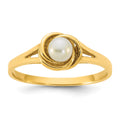 14k Polished 4-5mm Button White Freshwater Cultured Pearl Ring