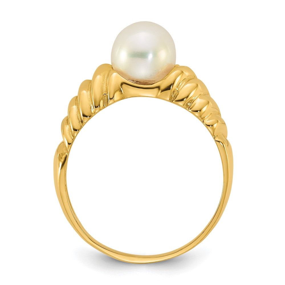 14k Polished 6-7mm Round White Freshwater Cultured Pearl Ring
