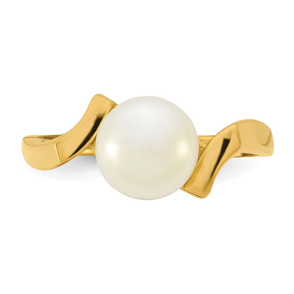 14k Polished 7-8mm Button White FWC Pearl Square Ring