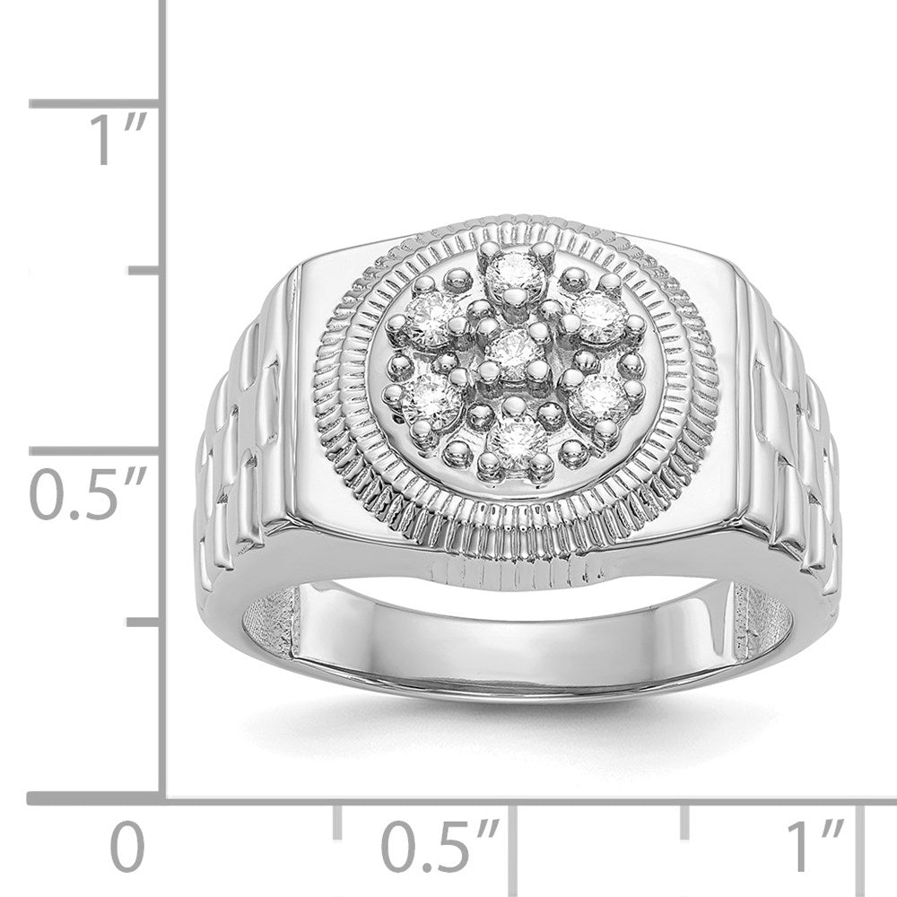 14k White Gold A Diamond men's ring