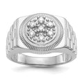 14k White Gold A Diamond men's ring