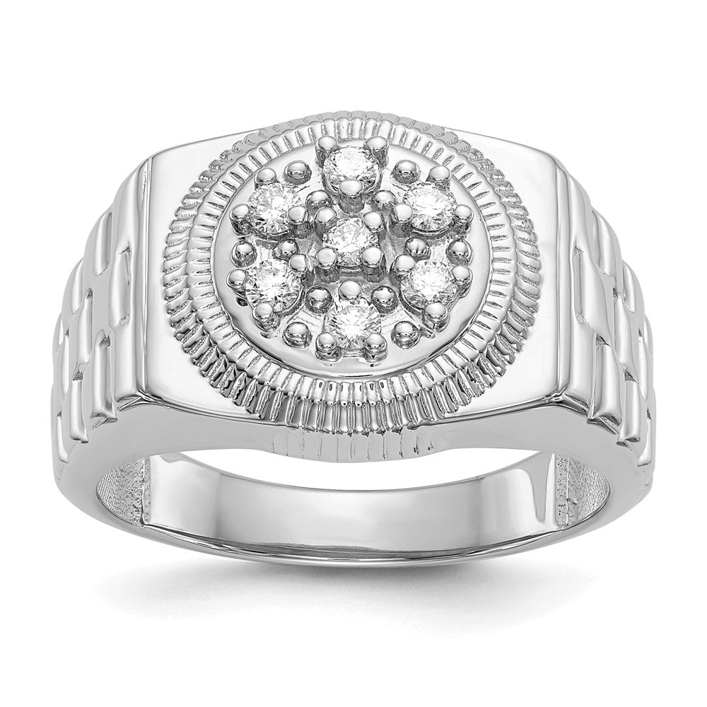 14k White Gold A Diamond men's ring