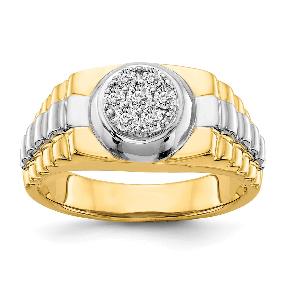 14k Two-tone A Diamond men's ring