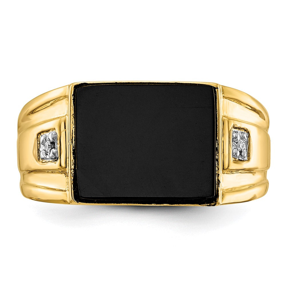 14k Men's Onyx and Diamond Ring