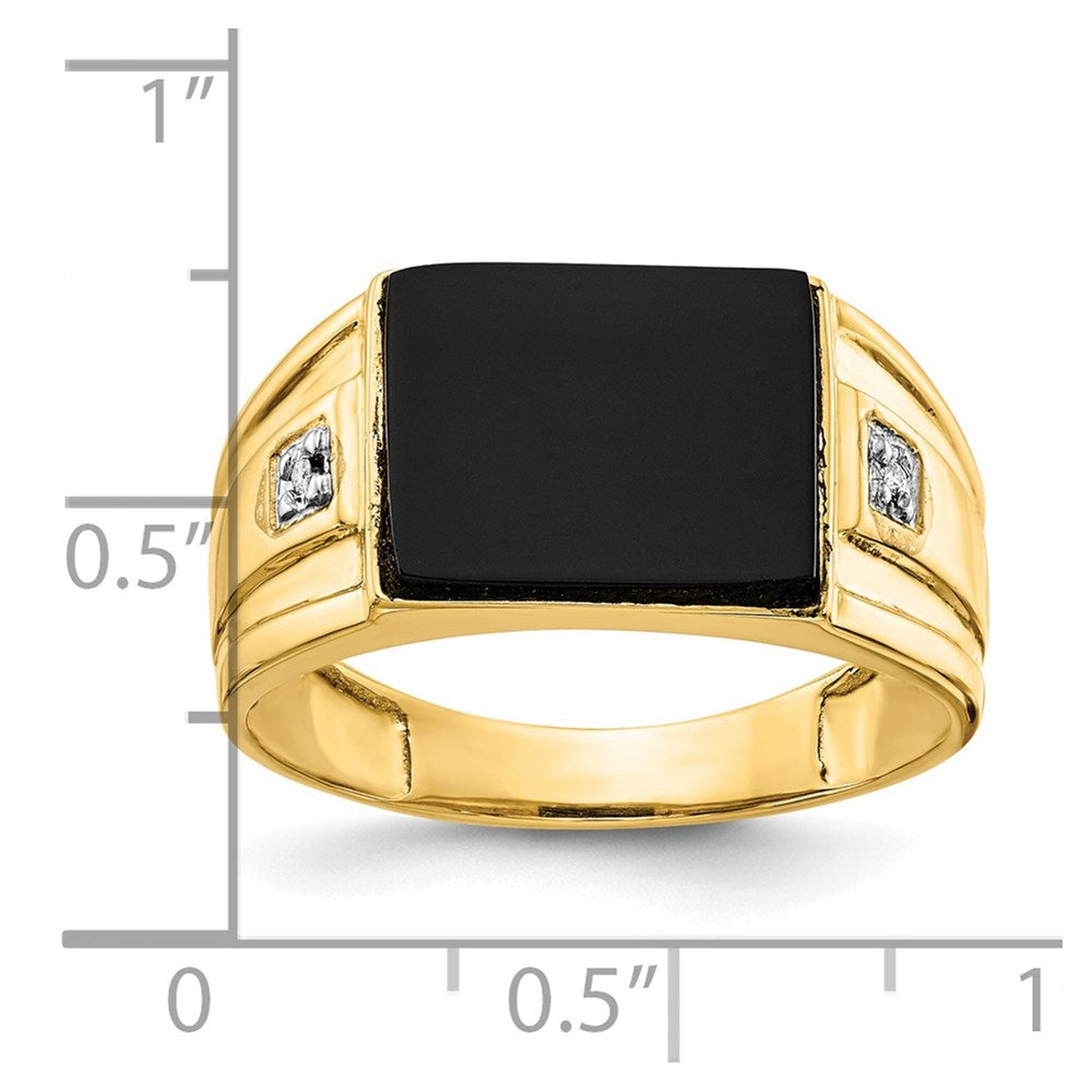 14k Men's Onyx and Diamond Ring