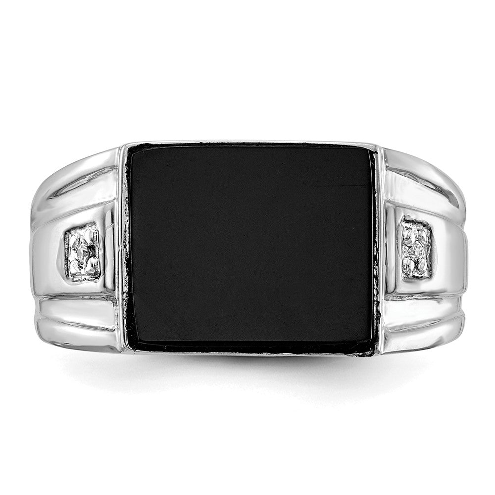 14k White Gold A Diamond men's ring