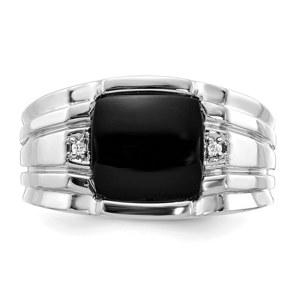 14k White Gold A Diamond men's ring