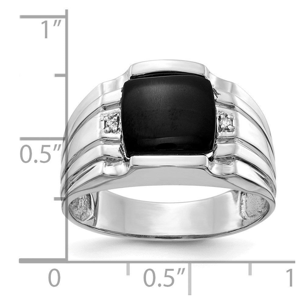14k White Gold A Diamond men's ring