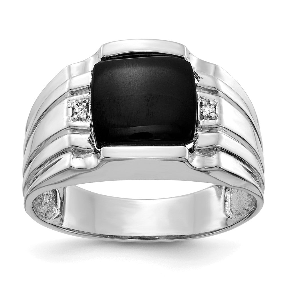 14k White Gold A Diamond men's ring