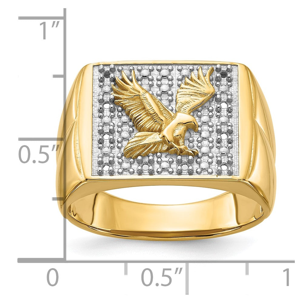 14k Squared Top with Eagle in Center Mens Diamond Ring Mounting