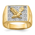 14k Squared Top with Eagle in Center Mens Diamond Ring Mounting