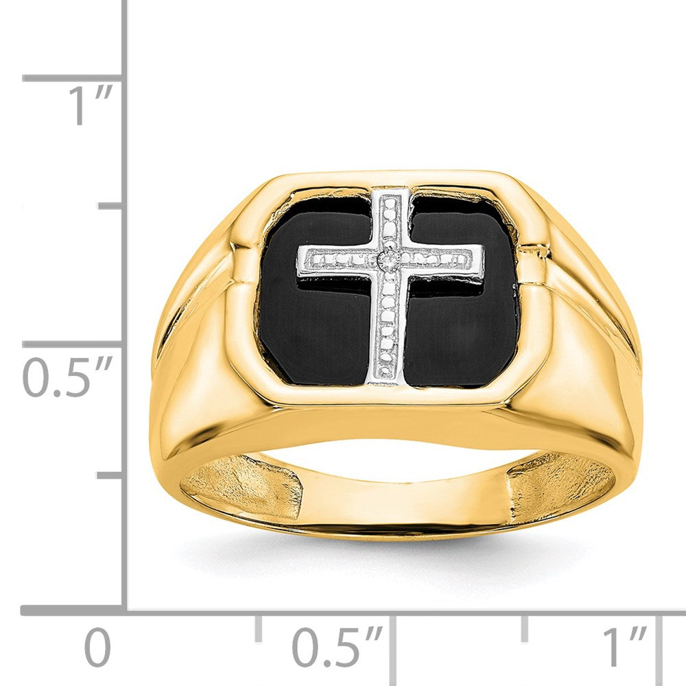 14k AA Diamond Men's Cross Ring