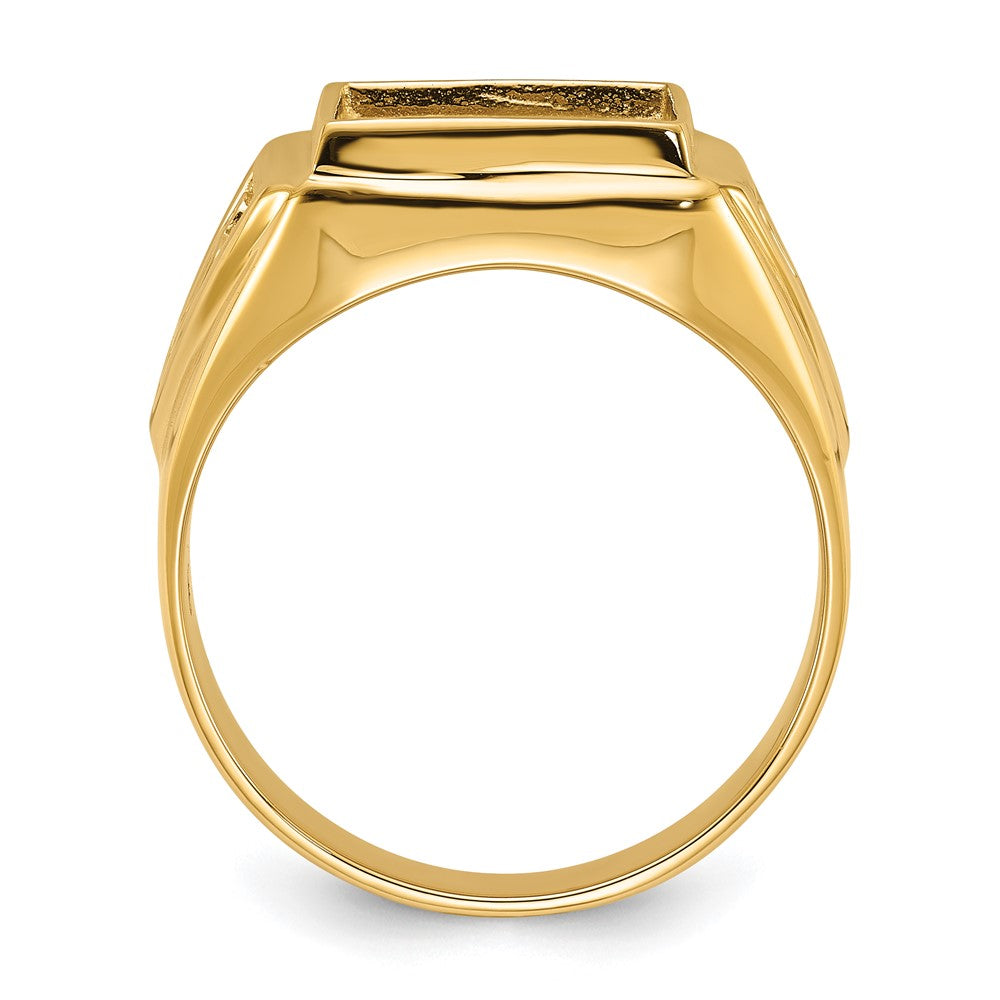 14k Men's Polished and Textured Masonic Ring Mounting