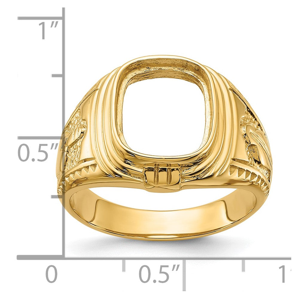14k Men's Polished and Textured Masonic Ring Mounting