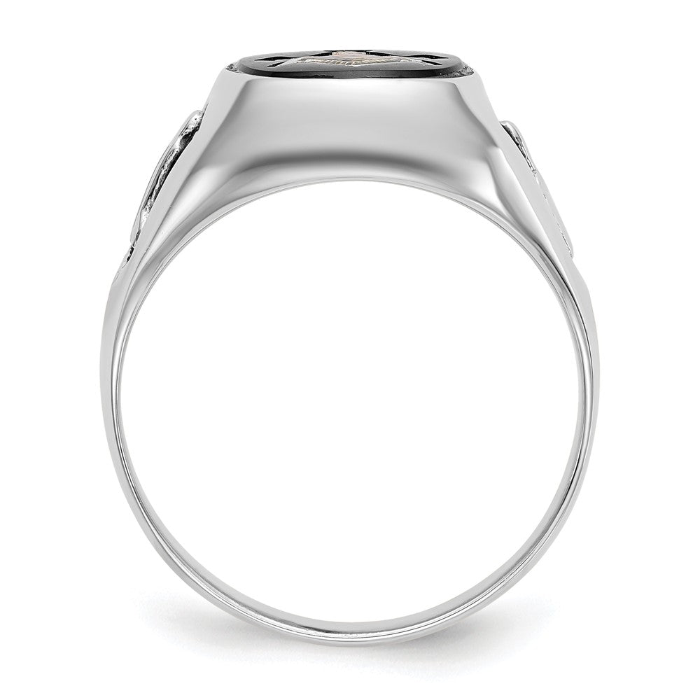 14kw Men's Polished & Textured w/ Black Enamel & Onyx Masonic Ring