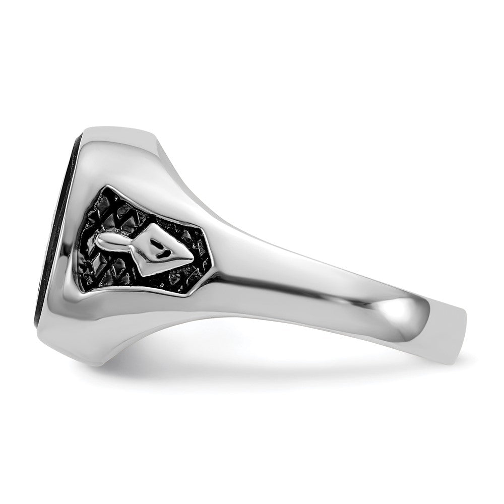 14kw Men's Polished & Textured w/ Black Enamel & Onyx Masonic Ring