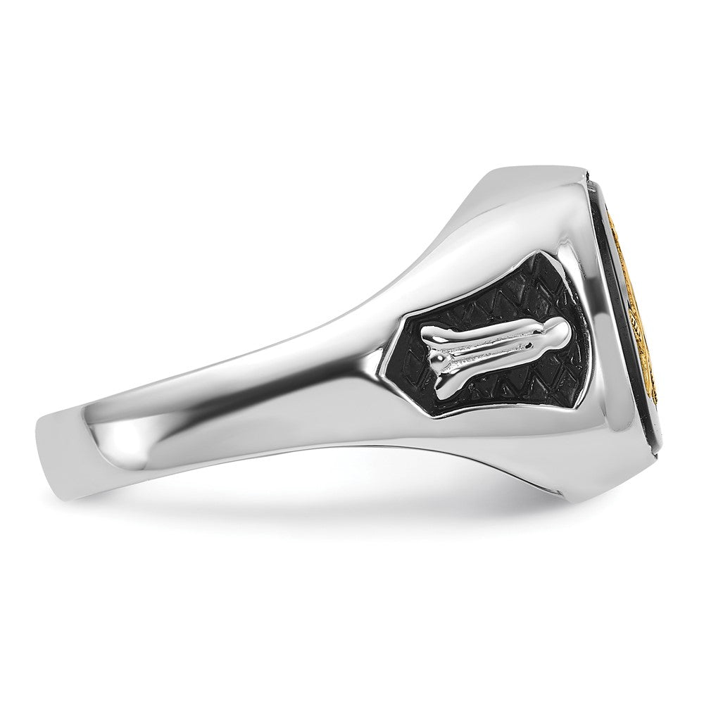 14kw Men's Polished & Textured w/ Black Enamel & Onyx Masonic Ring