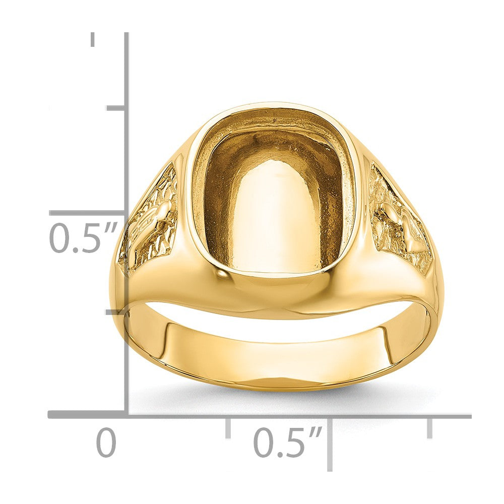 14k Men's Polished and Textured Masonic Ring Mounting