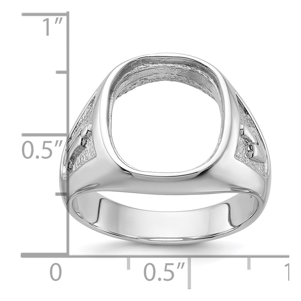14k White Gold Men's Polished and Textured Masonic Ring Mounting