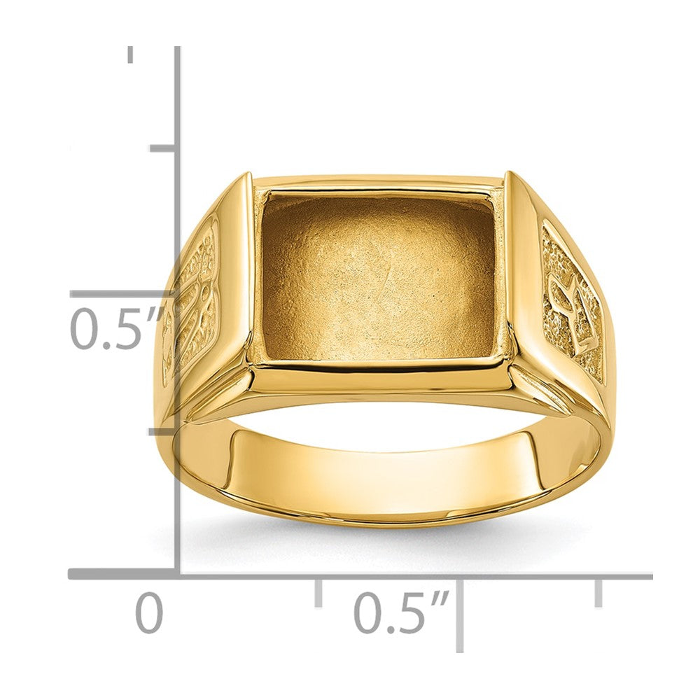 14k Men's Polished and Textured Masonic Ring Mounting
