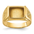 14k Men's Polished and Textured Masonic Ring Mounting