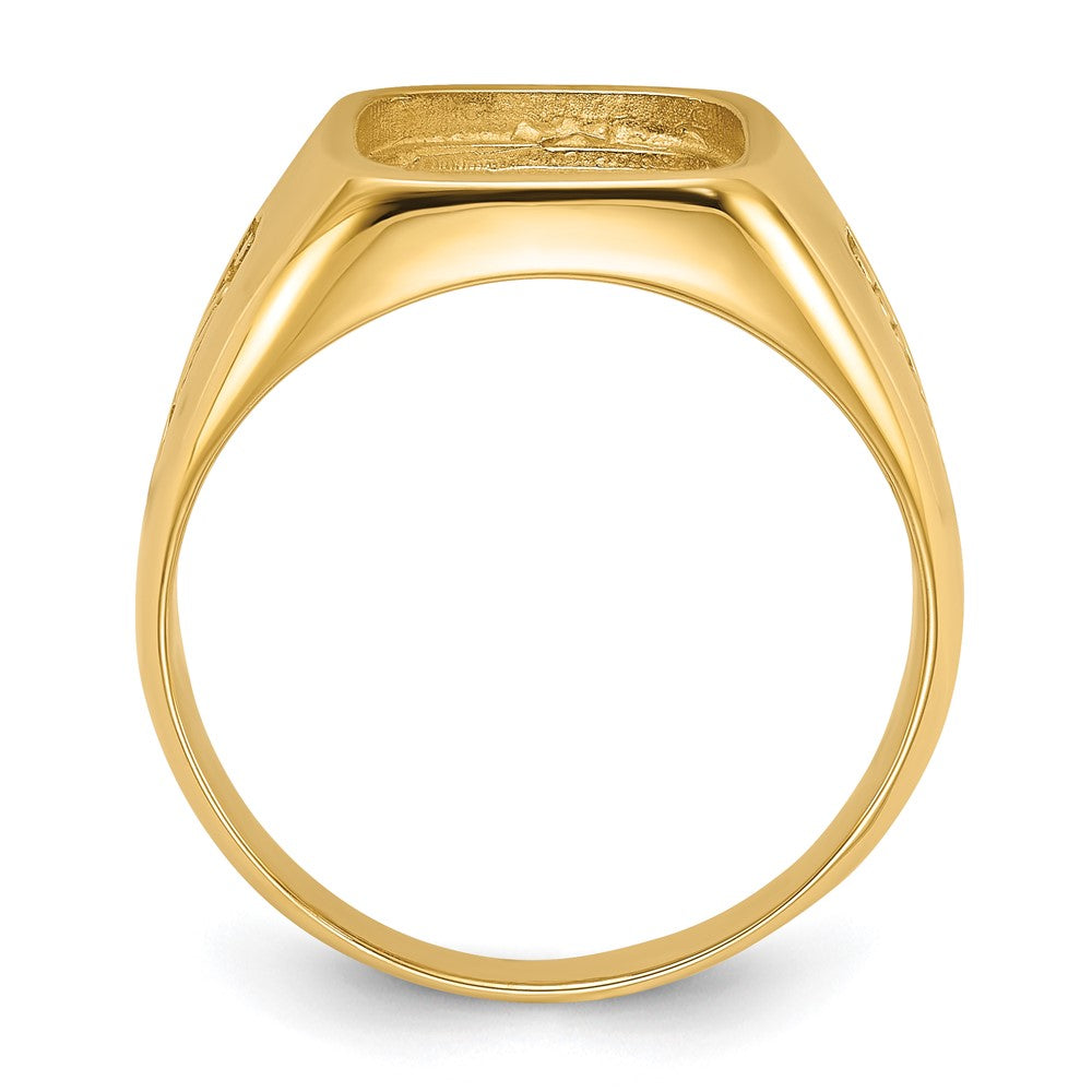 14k Men's Polished and Textured Masonic Ring Mounting