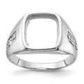 14k White Gold Men's Polished and Grooved Masonic Ring Mounting