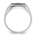 14kw Men's Grooved w/ Black Enamel & Imit. Blue Spinel Masonic Ring