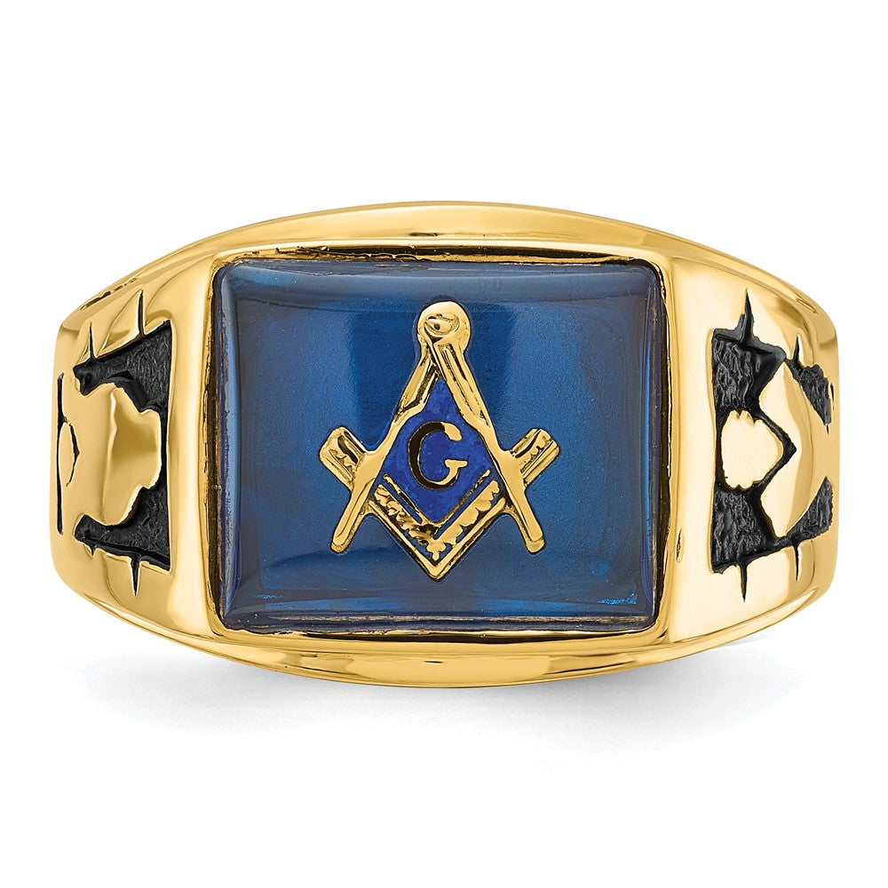 14k Men's Polished and Textured Masonic Ring Mounting